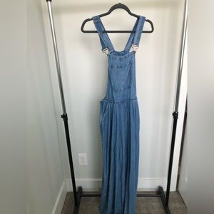Wide Leg Soft Denim Overalls by Vibrant Miu